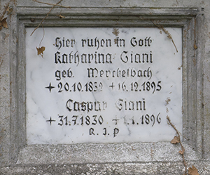 Caspar Giani - Grab auf dem Westfriedhof II